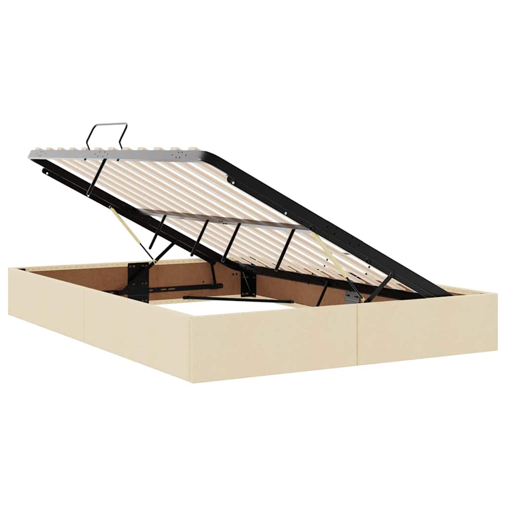 Aufbewahrungsbett mit Matratze Creme 140 x 200 cm Stoff