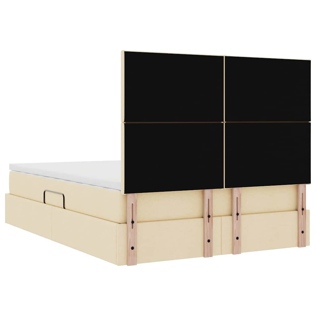 Aufbewahrungsbett mit Matratze Creme 140 x 200 cm Stoff