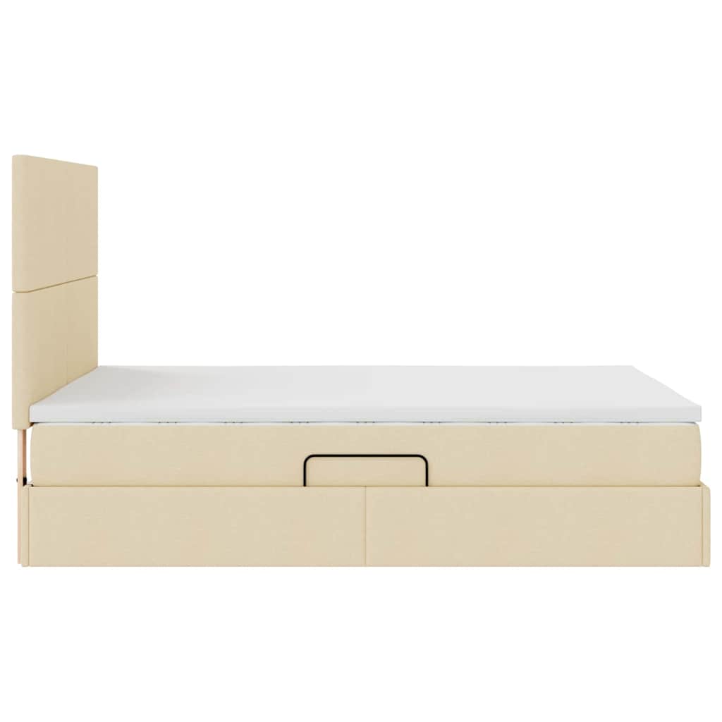 Aufbewahrungsbett mit Matratze Creme 140 x 200 cm Stoff