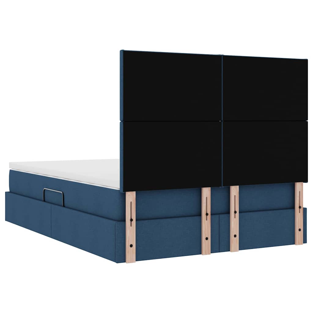 Aufbewahrungsbett mit Matratze Blau 140 x 200 cm Stoff