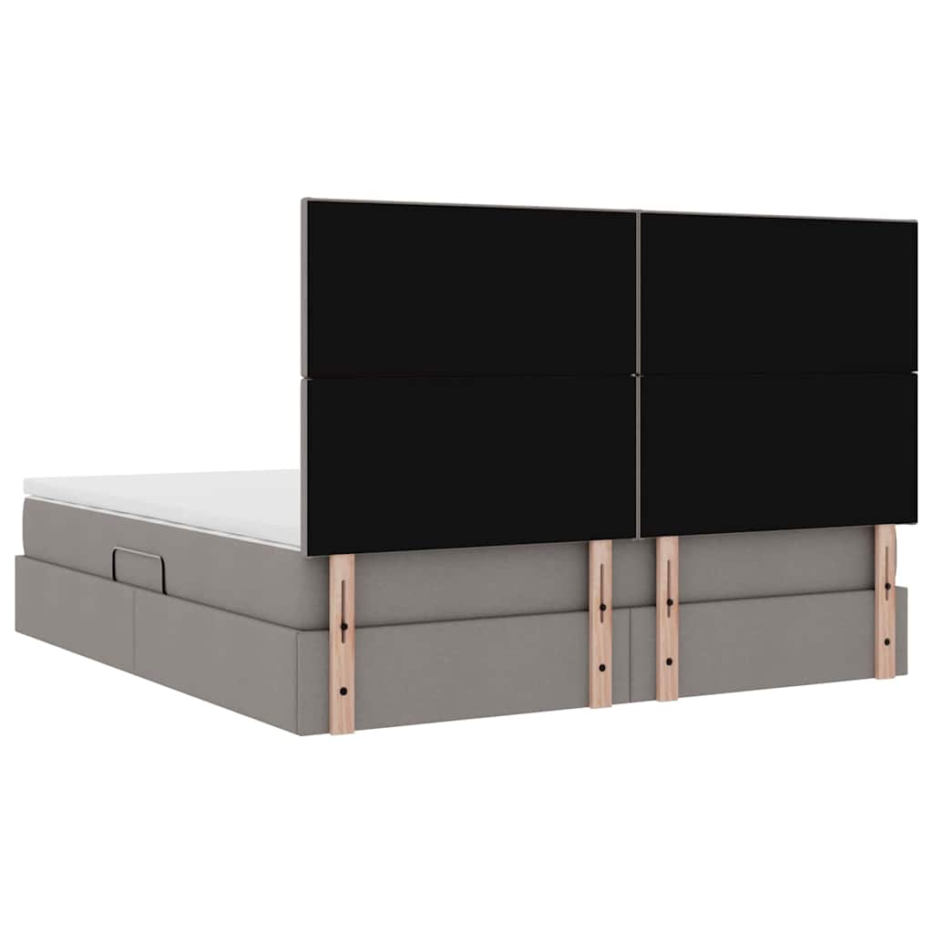 Aufbewahrungsbett mit Matratze Taupe 160 x 200 cm Stoff