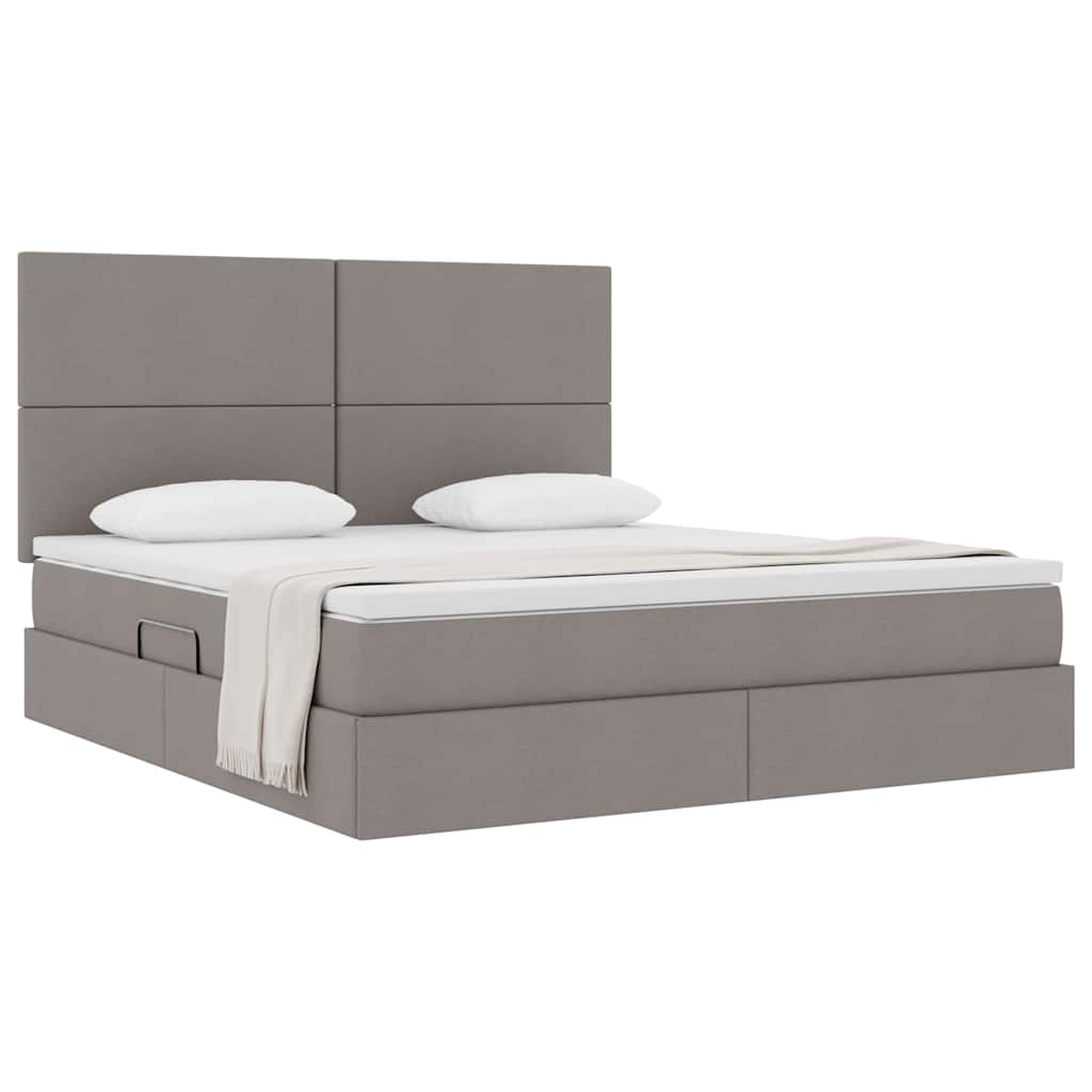 Aufbewahrungsbett mit Matratze Taupe 160 x 200 cm Stoff