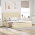 Aufbewahrungsbett mit Matratze Creme 160 x 200 cm Stoff