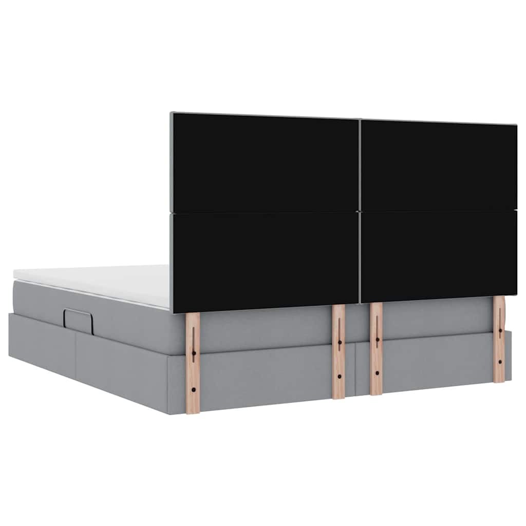 Aufbewahrungsbett mit Matratze Hellgrau 180 x 200 cm Stoff