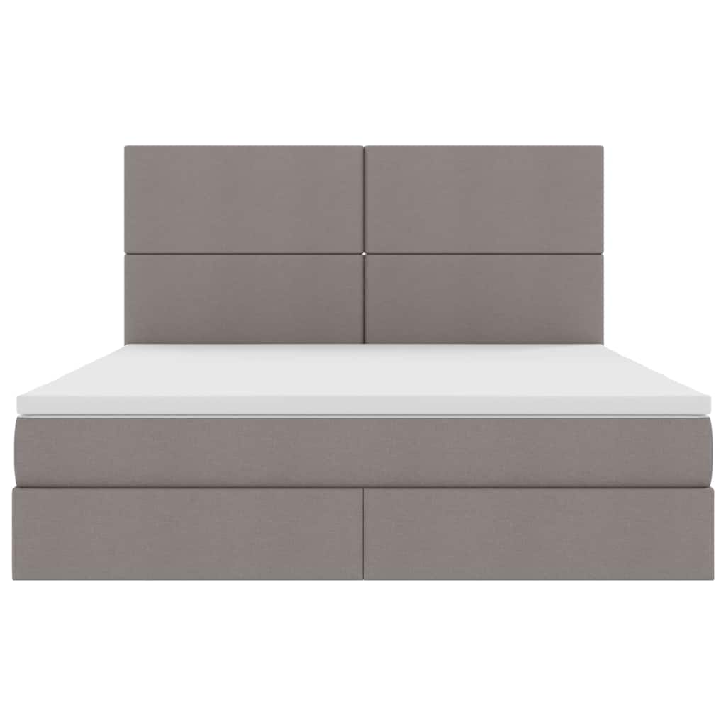 Aufbewahrungsbett mit Matratze Taupe 180 x 200 cm Stoff