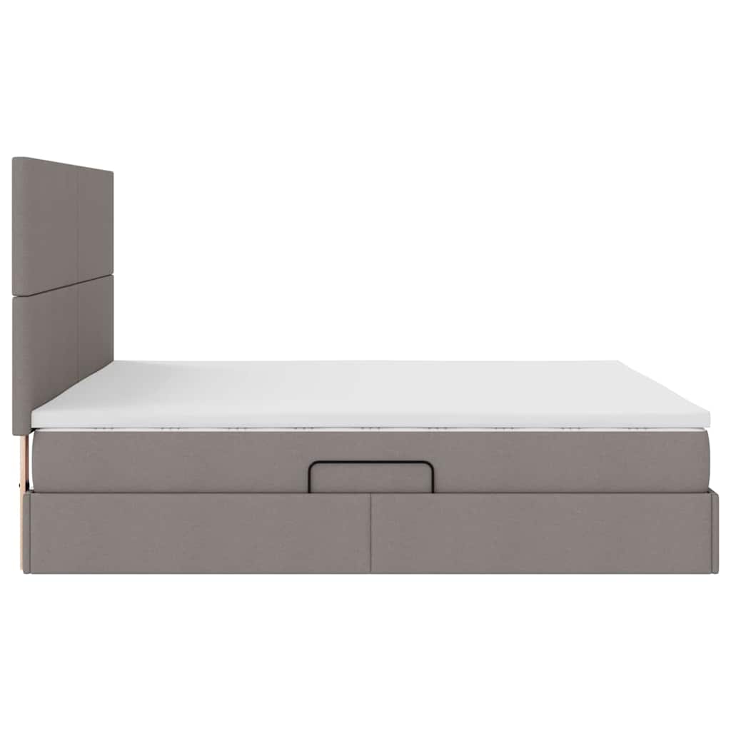 Aufbewahrungsbett mit Matratze Taupe 180 x 200 cm Stoff