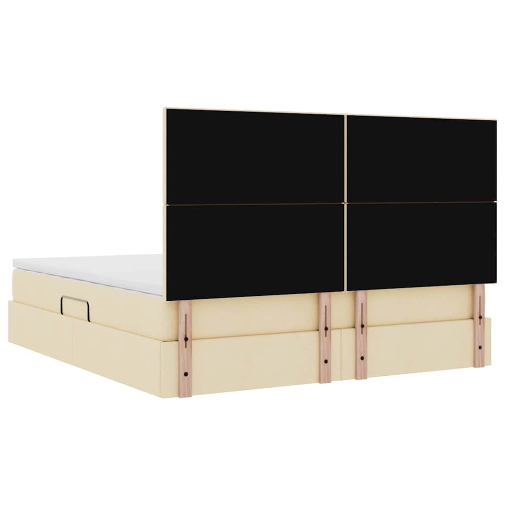 Aufbewahrungsbett mit Matratze Creme 180 x 200 cm Stoff