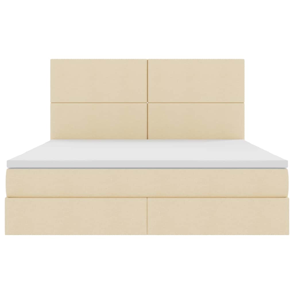 Aufbewahrungsbett mit Matratze Creme 180 x 200 cm Stoff