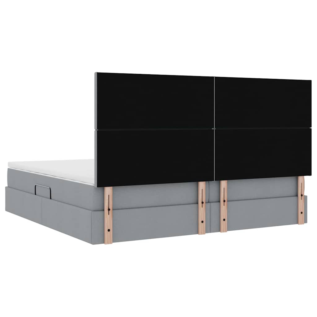 Aufbewahrungsbett mit Matratze Hellgrau 200 x 200 cm Stoff
