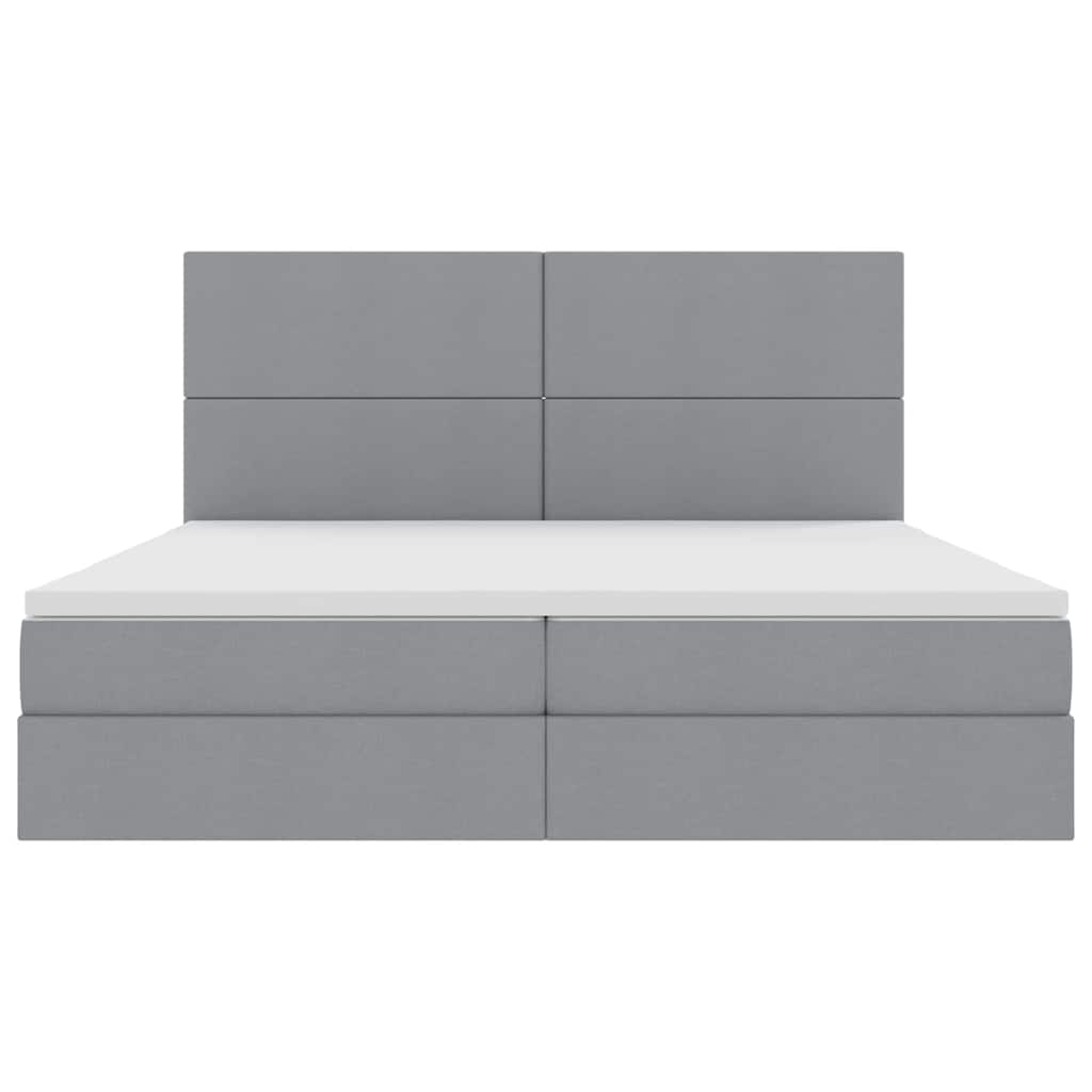 Aufbewahrungsbett mit Matratze Hellgrau 200 x 200 cm Stoff