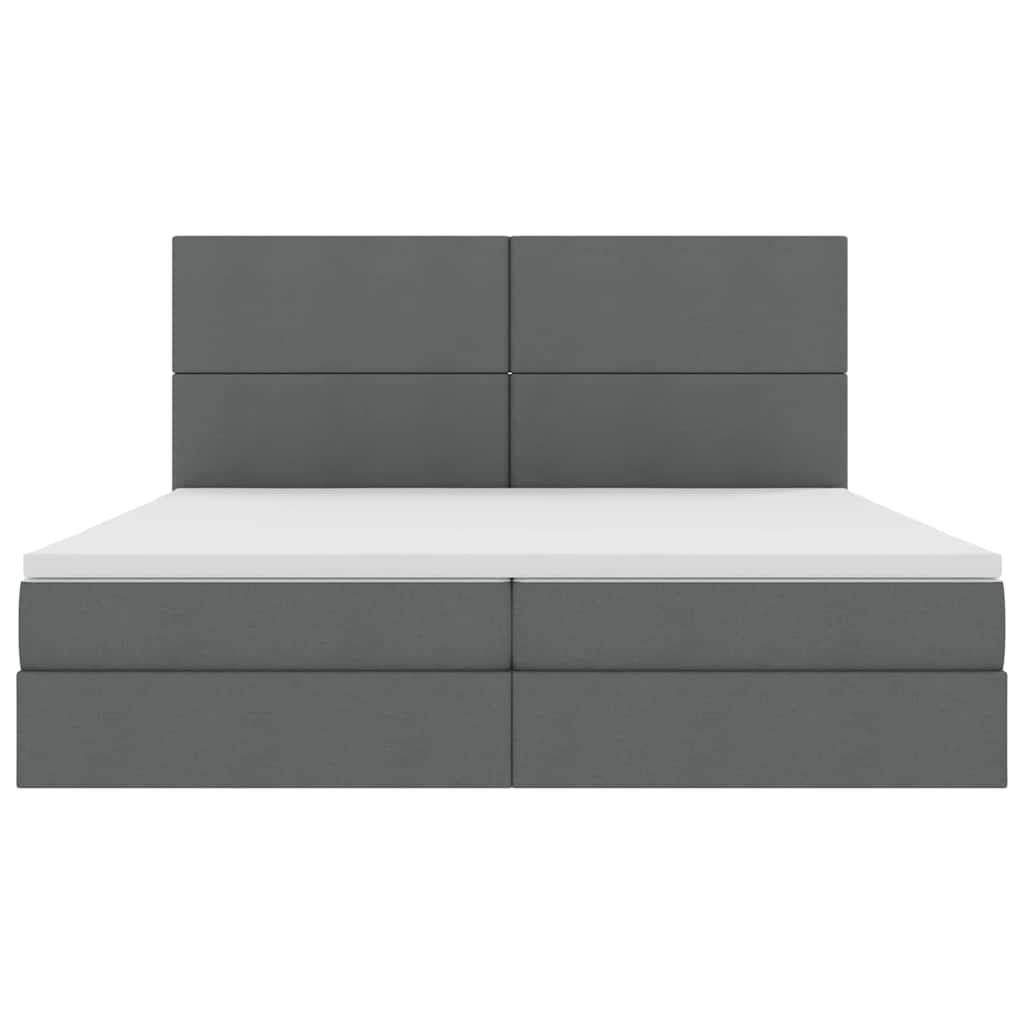 Aufbewahrungsbett mit Matratze Dunkelgrau 200 x 200 cm Stoff