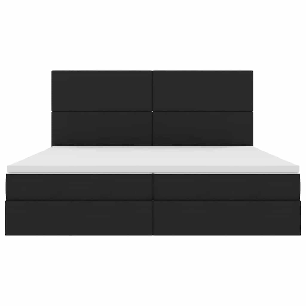Aufbewahrungsbett mit Matratze Schwarz 200 x 200 cm Stoff