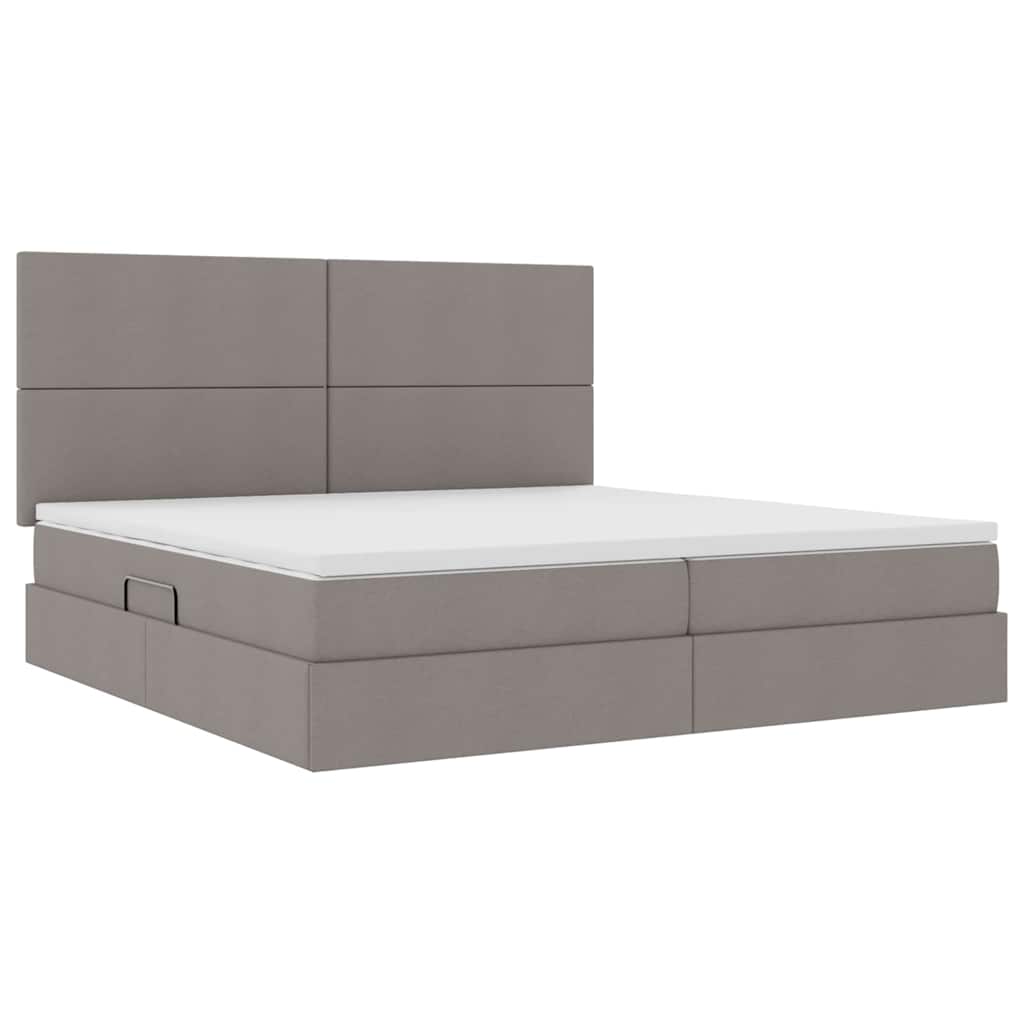 Aufbewahrungsbett mit Matratze Taupe 200 x 200 cm Stoff