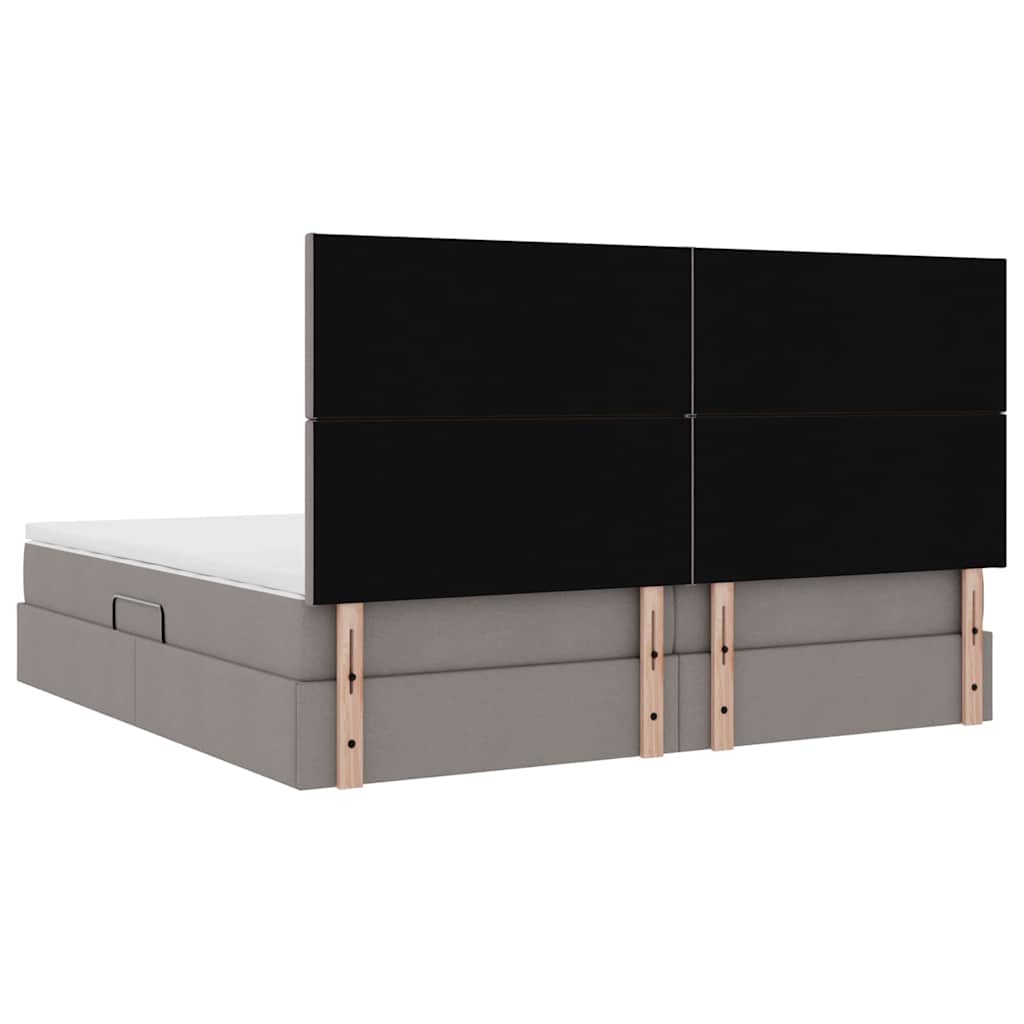 Aufbewahrungsbett mit Matratze Taupe 200 x 200 cm Stoff