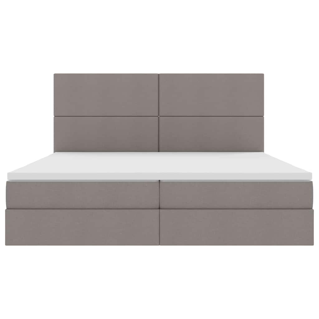 Aufbewahrungsbett mit Matratze Taupe 200 x 200 cm Stoff