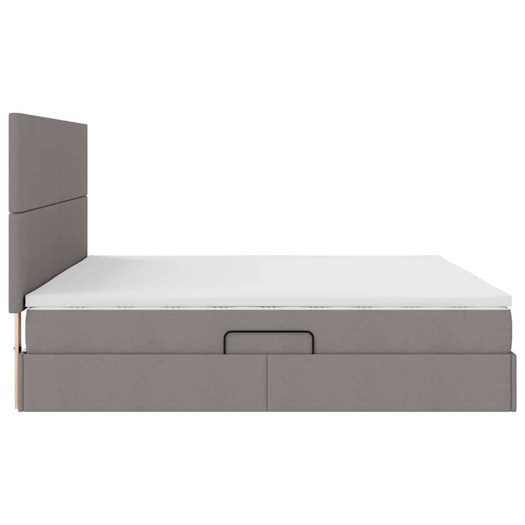 Aufbewahrungsbett mit Matratze Taupe 200 x 200 cm Stoff