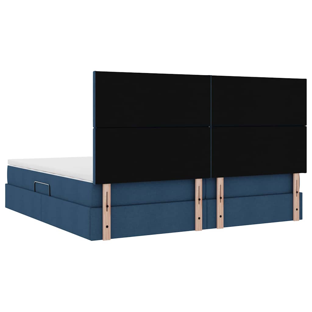 Aufbewahrungsbett mit Matratze Blau 200 x 200 cm Stoff