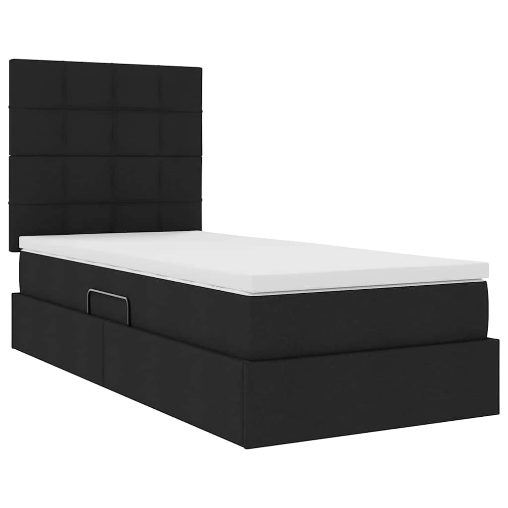 Aufbewahrungsbett mit Matratze Schwarz 90 x 190 cm Stoff