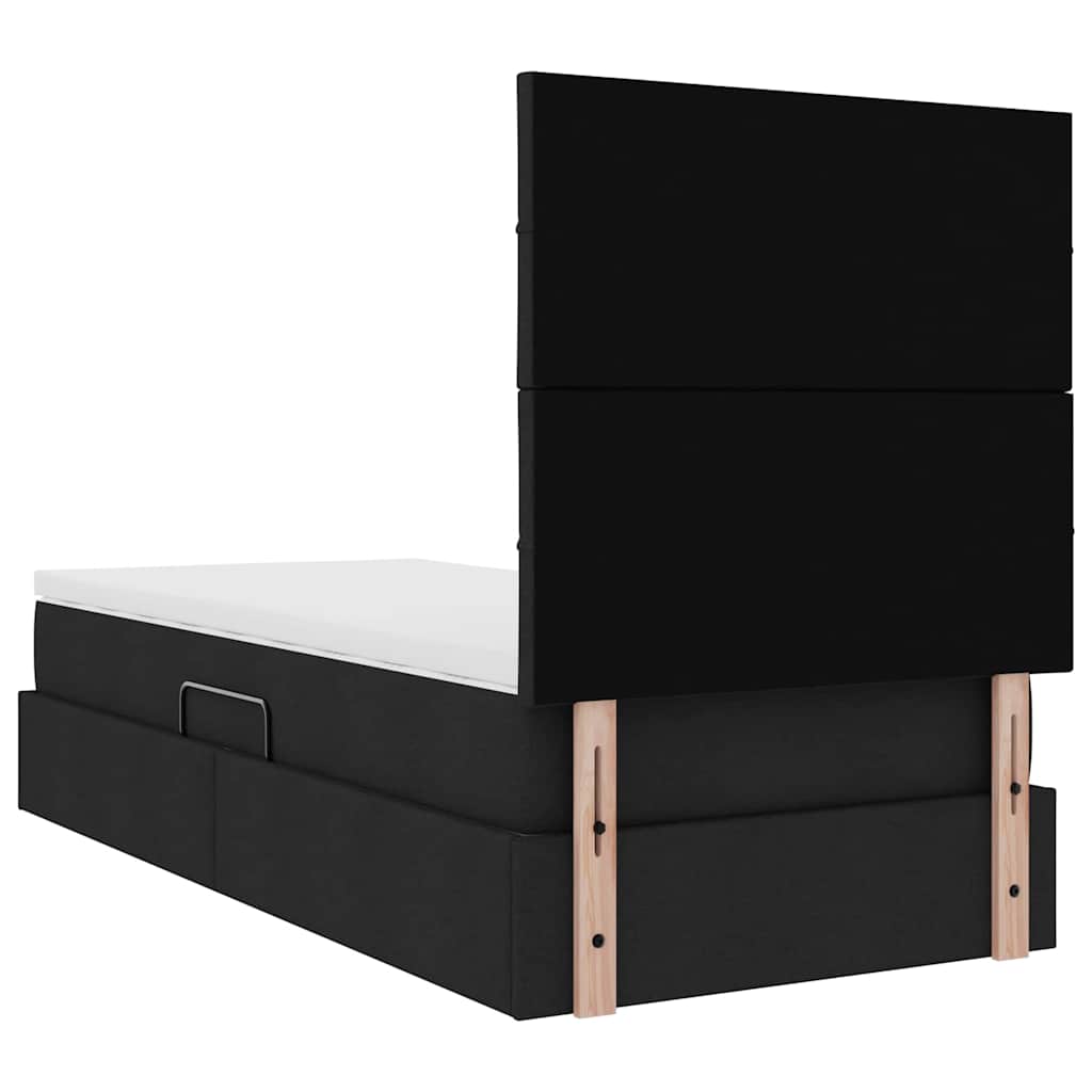 Aufbewahrungsbett mit Matratze Schwarz 90 x 190 cm Stoff