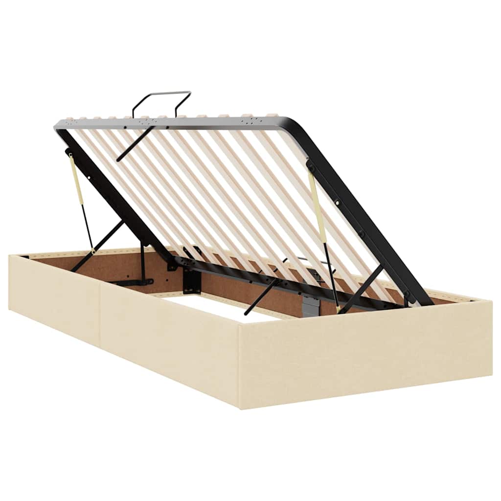 Aufbewahrungsbett mit Matratze Creme 90 x 190 cm Stoff