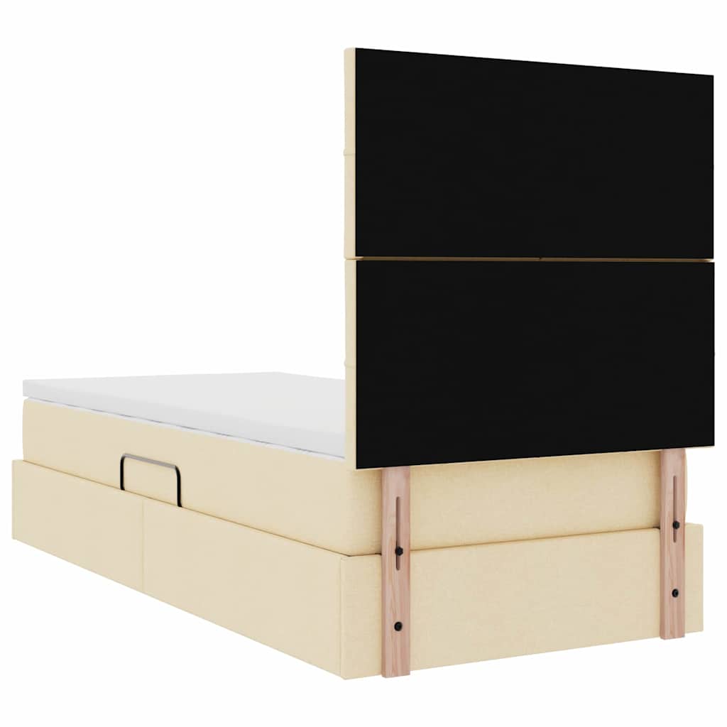 Aufbewahrungsbett mit Matratze Creme 90 x 190 cm Stoff