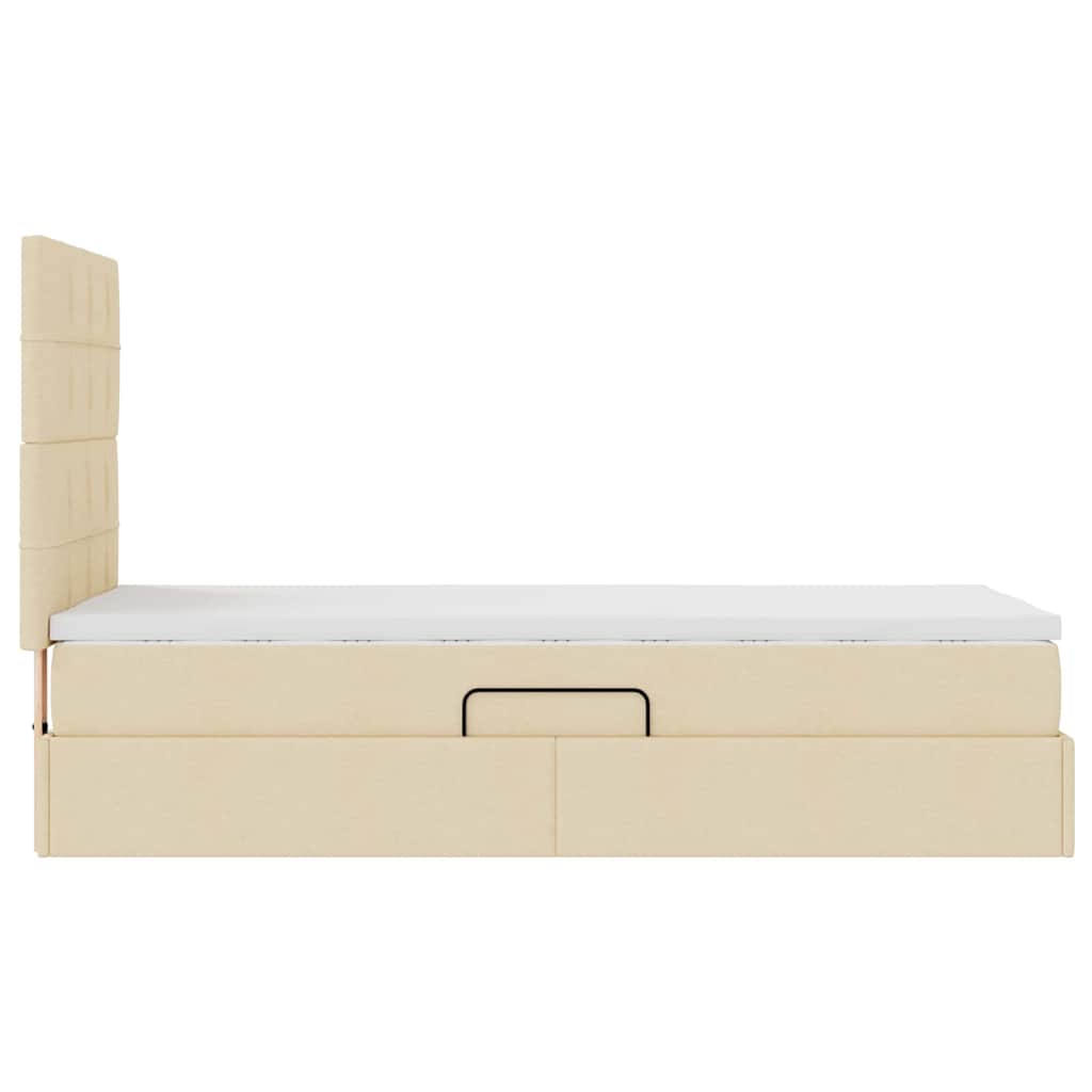 Aufbewahrungsbett mit Matratze Creme 90 x 190 cm Stoff
