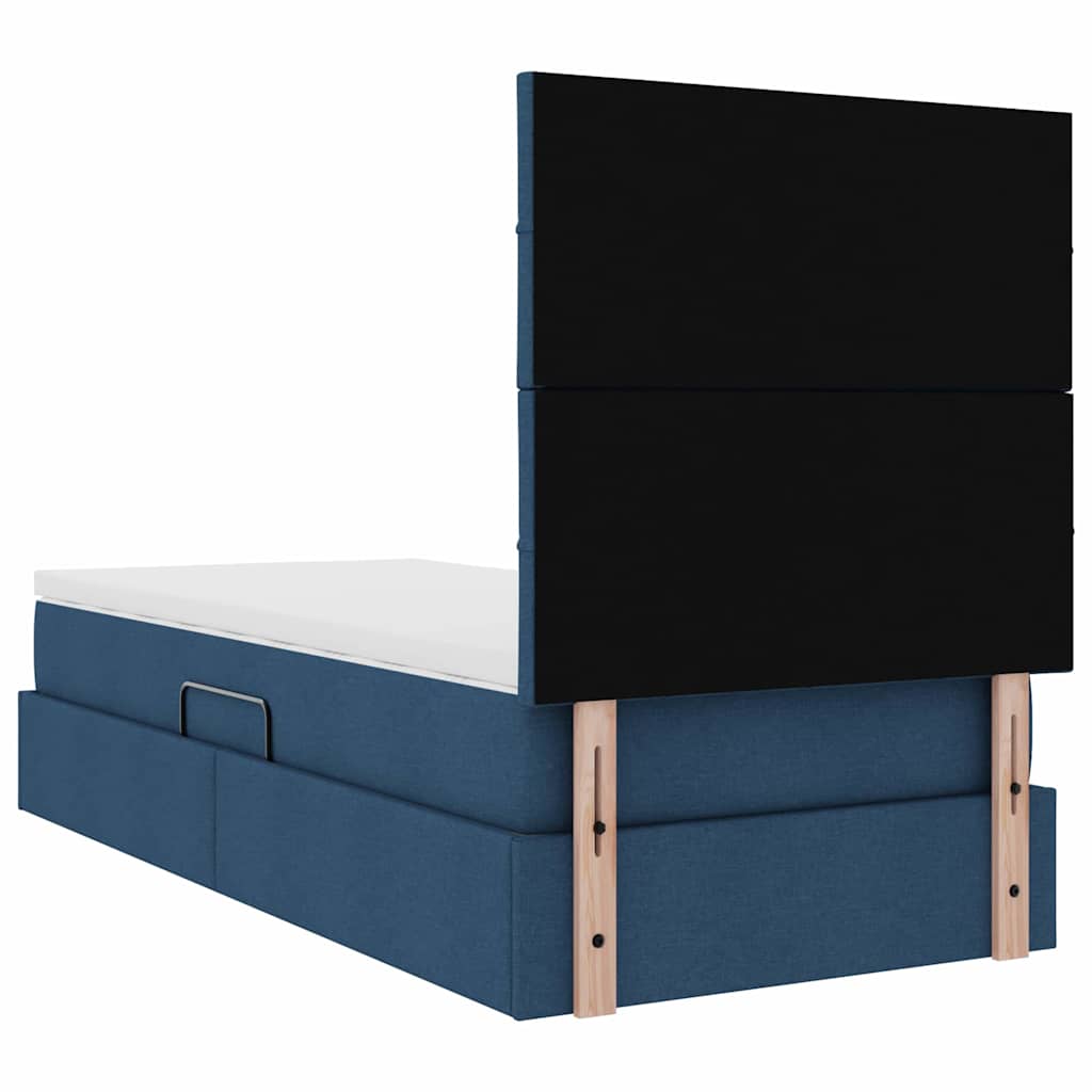 Aufbewahrungsbett mit Matratze Blau 90 x 190 cm Stoff