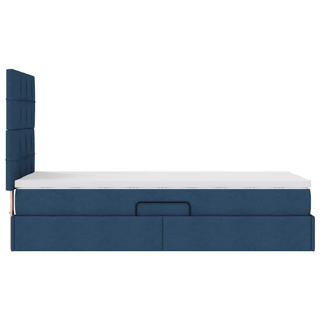 Aufbewahrungsbett mit Matratze Blau 90 x 190 cm Stoff