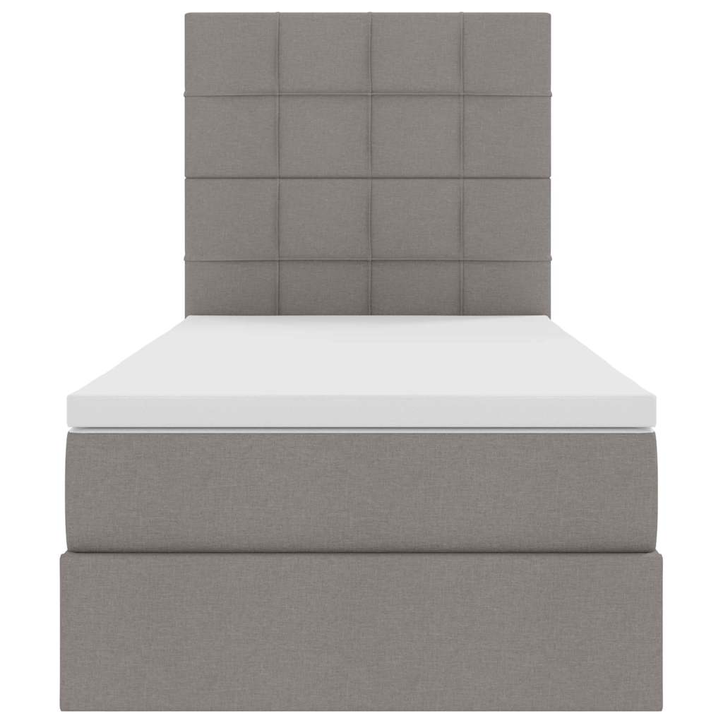Aufbewahrungsbett mit Matratze Taupe 90 x 200 cm Stoff