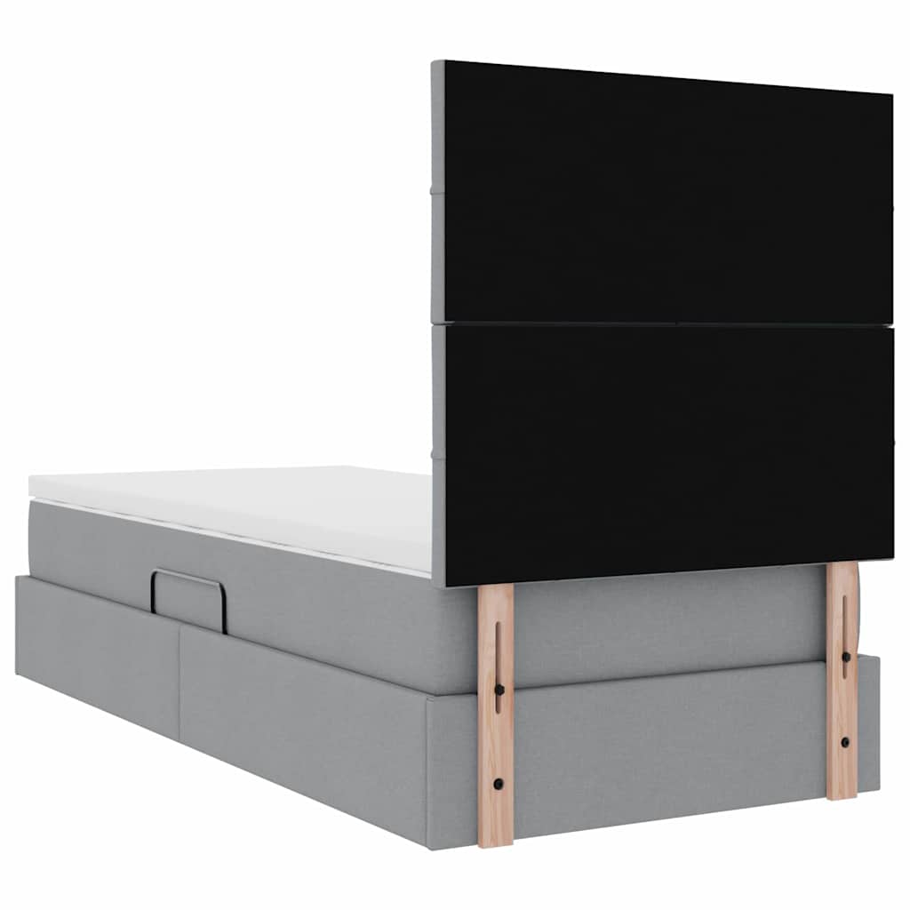 Aufbewahrungsbett mit Matratze Hellgrau 100 x 200 cm Stoff