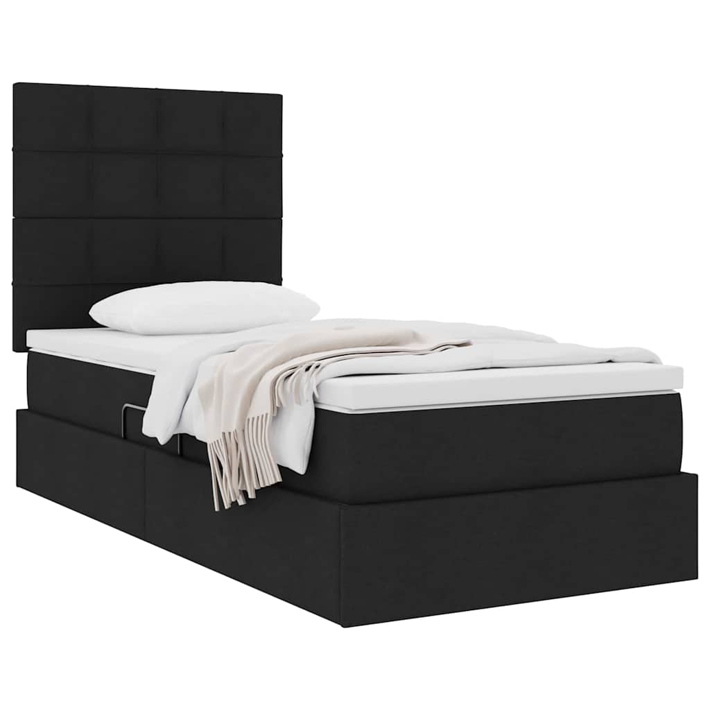 Aufbewahrungsbett mit Matratze Schwarz 100 x 200 cm Stoff