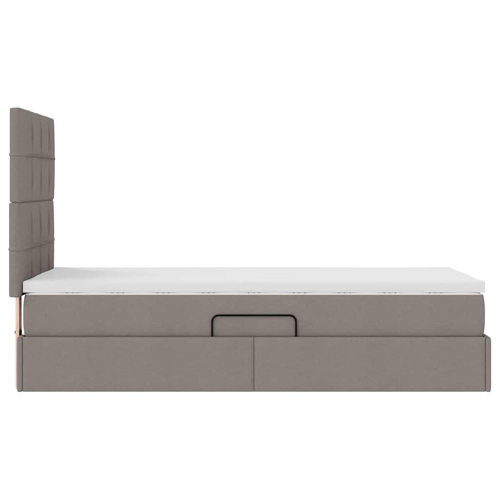 Aufbewahrungsbett mit Matratze Taupe 100 x 200 cm Stoff