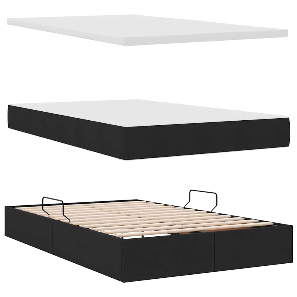 Aufbewahrungsbett mit Matratze Schwarz 120 x 200 cm Stoff