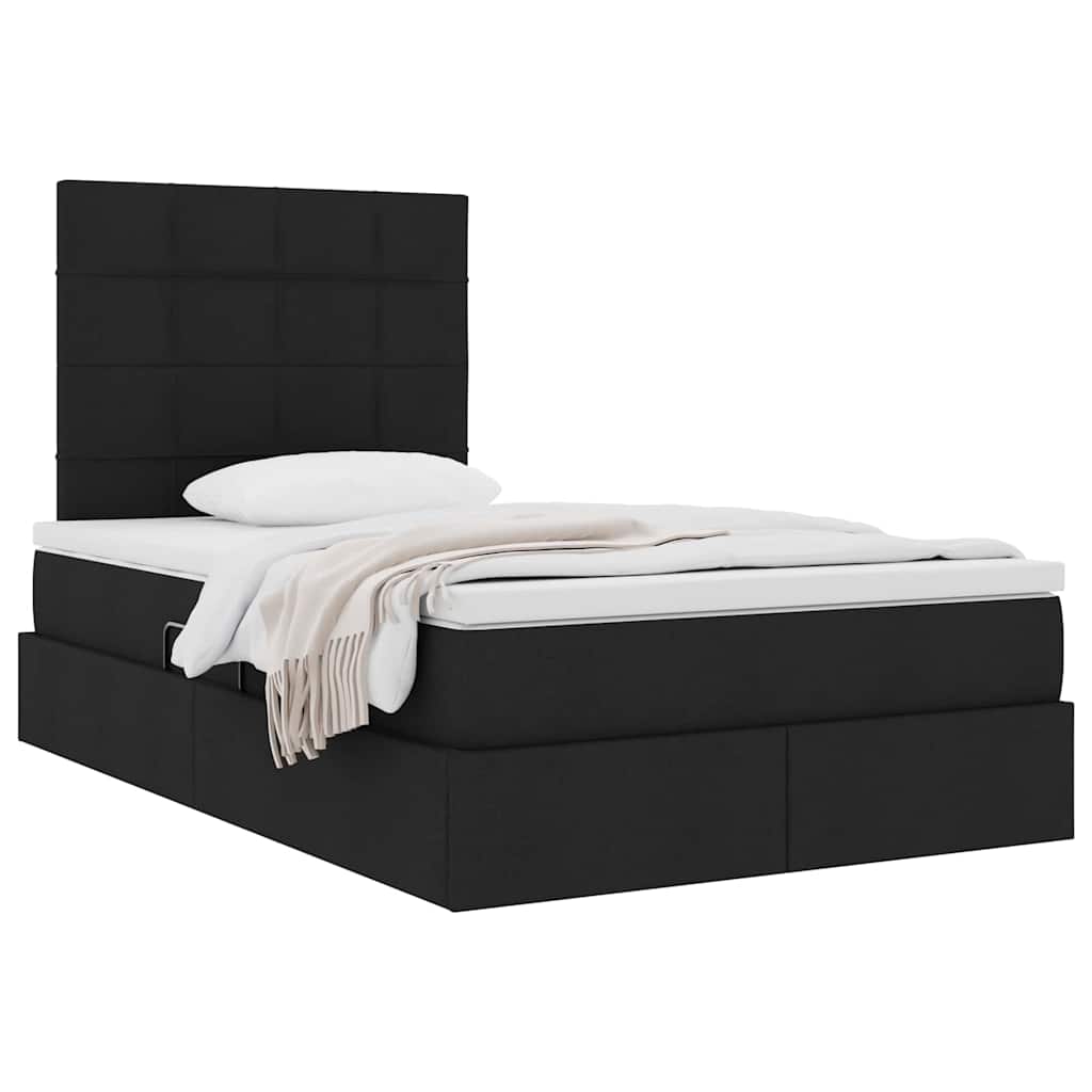 Aufbewahrungsbett mit Matratze Schwarz 120 x 200 cm Stoff