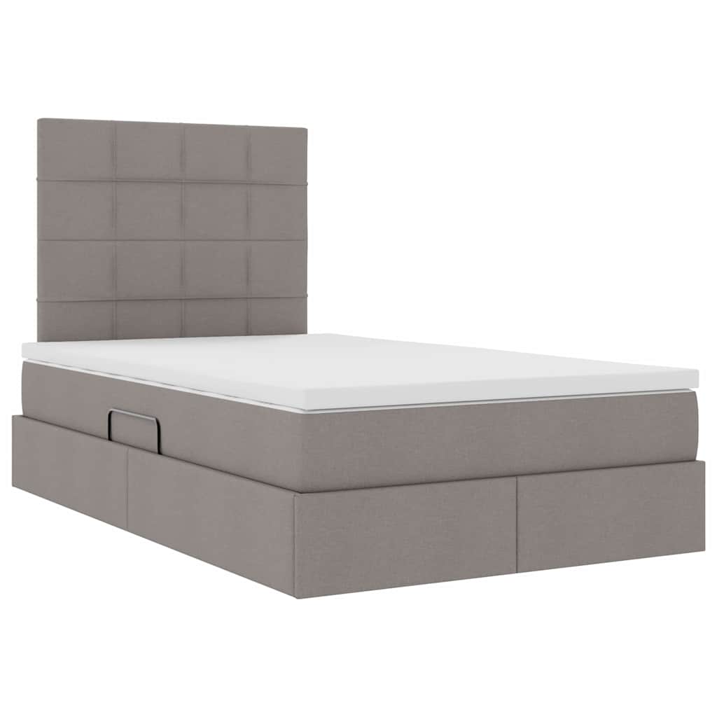 Aufbewahrungsbett mit Matratze Taupe 120 x 200 cm Stoff