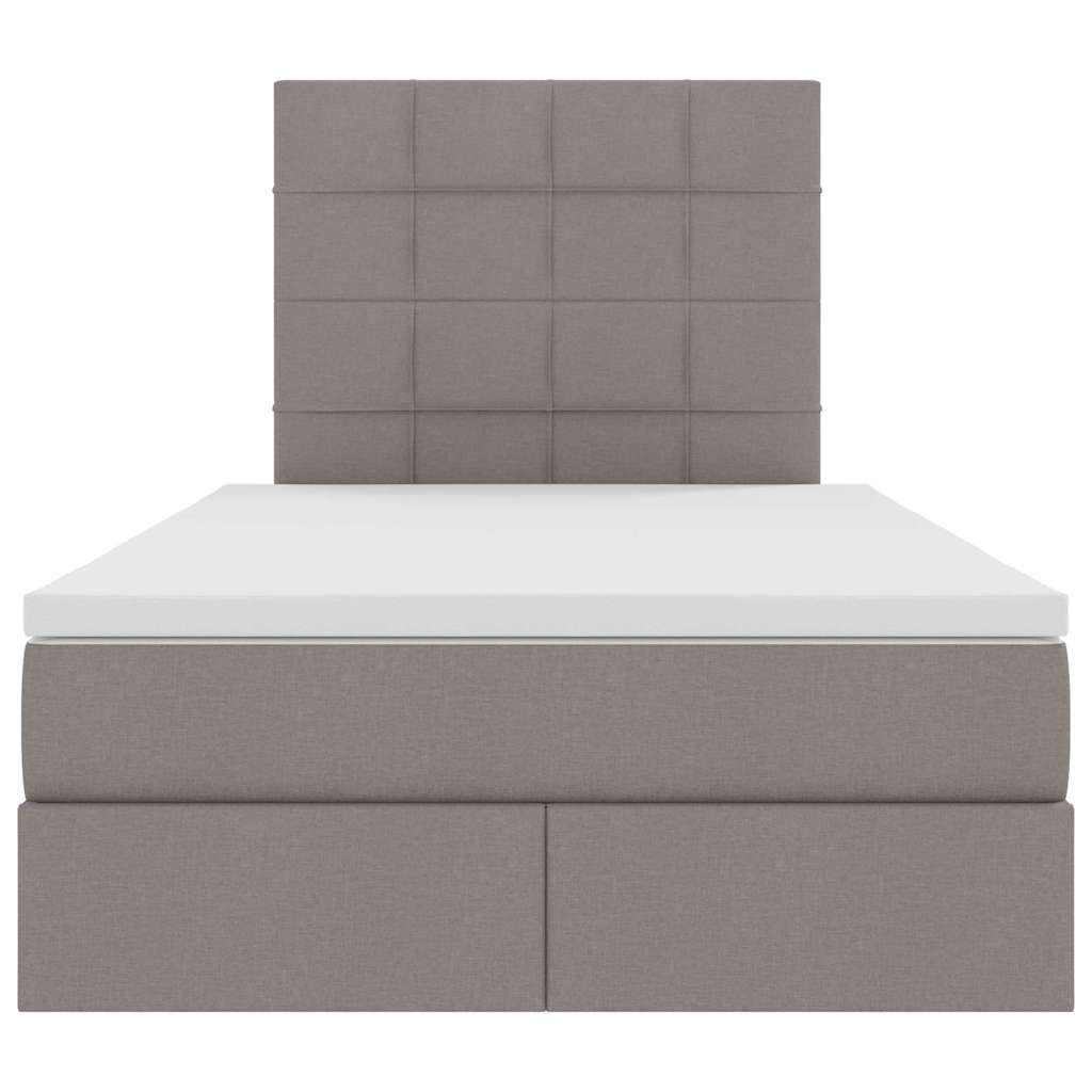 Aufbewahrungsbett mit Matratze Taupe 120 x 200 cm Stoff