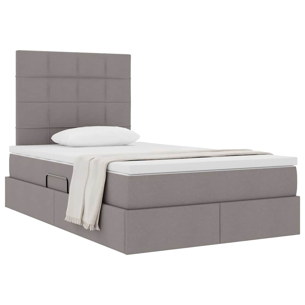 Aufbewahrungsbett mit Matratze Taupe 120 x 200 cm Stoff