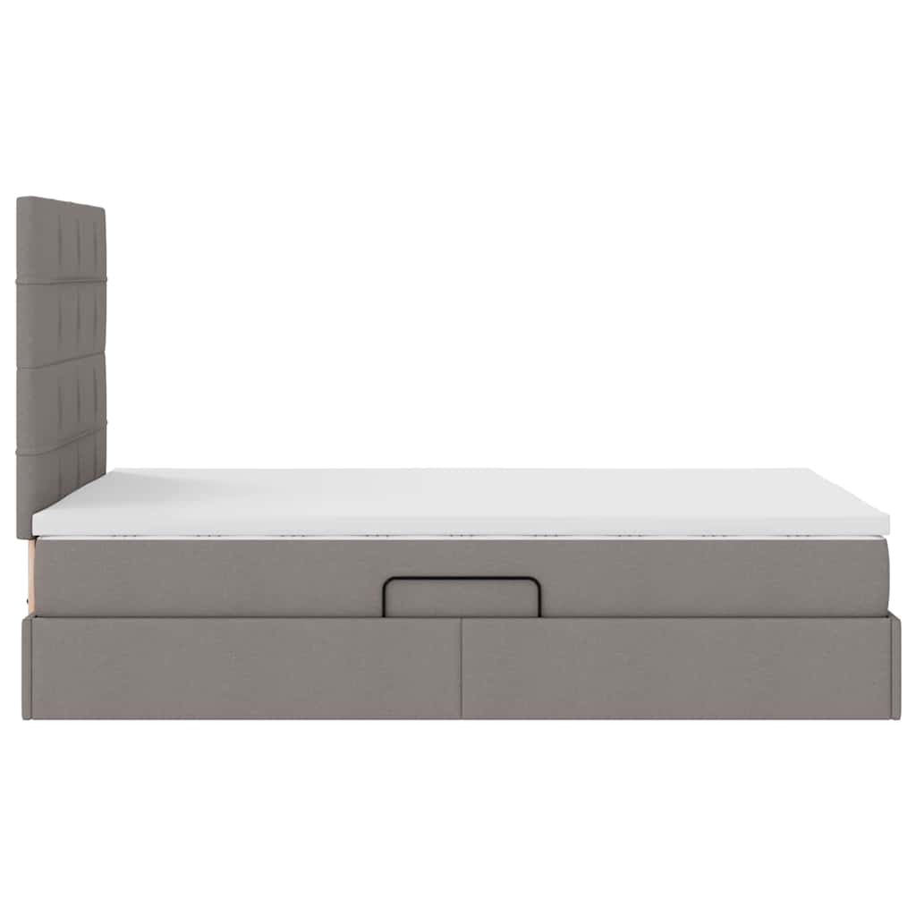 Aufbewahrungsbett mit Matratze Taupe 120 x 200 cm Stoff