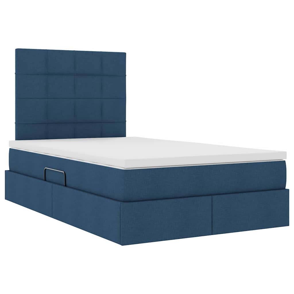 Aufbewahrungsbett mit Matratze Blau 120 x 200 cm Stoff