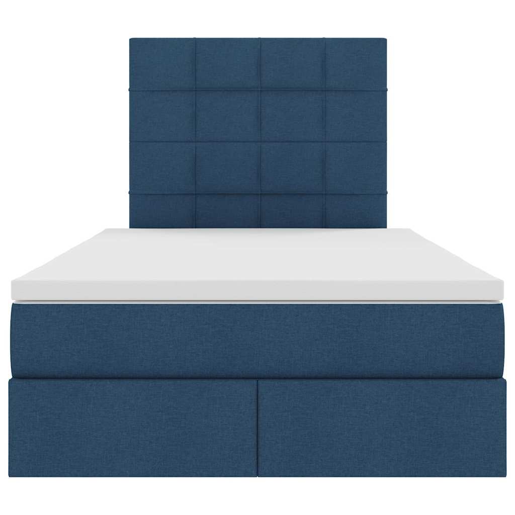 Aufbewahrungsbett mit Matratze Blau 120 x 200 cm Stoff