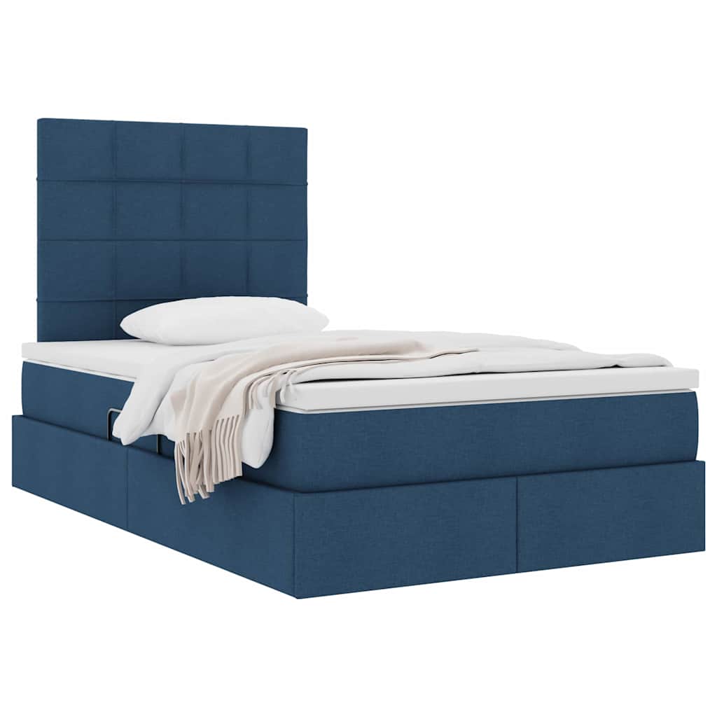 Aufbewahrungsbett mit Matratze Blau 120 x 200 cm Stoff