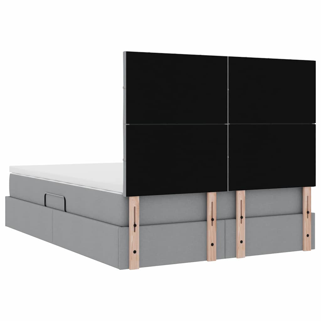Aufbewahrungsbett mit Matratze Hellgrau 140 x 190 cm Stoff