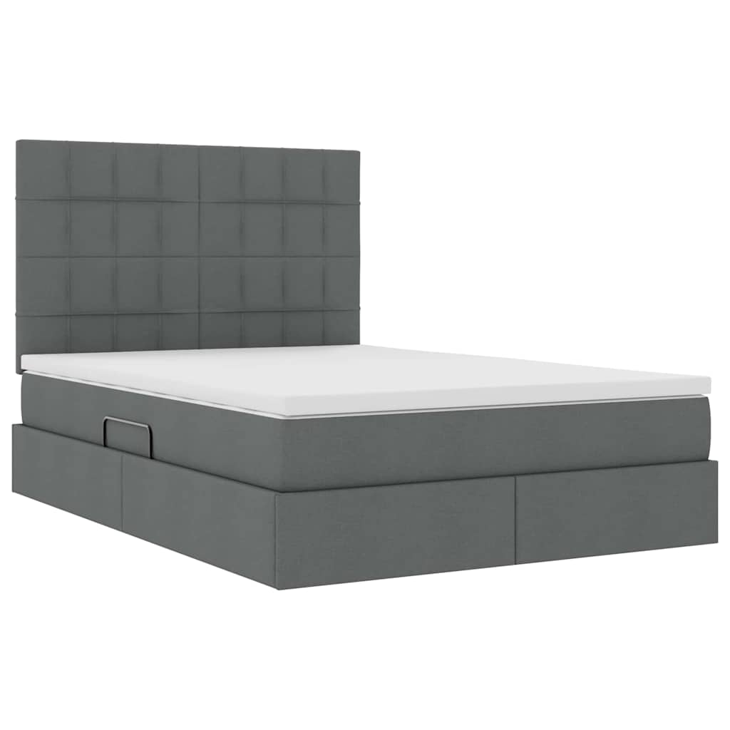 Aufbewahrungsbett mit Matratze Dunkelgrau 140 x 190 cm Stoff