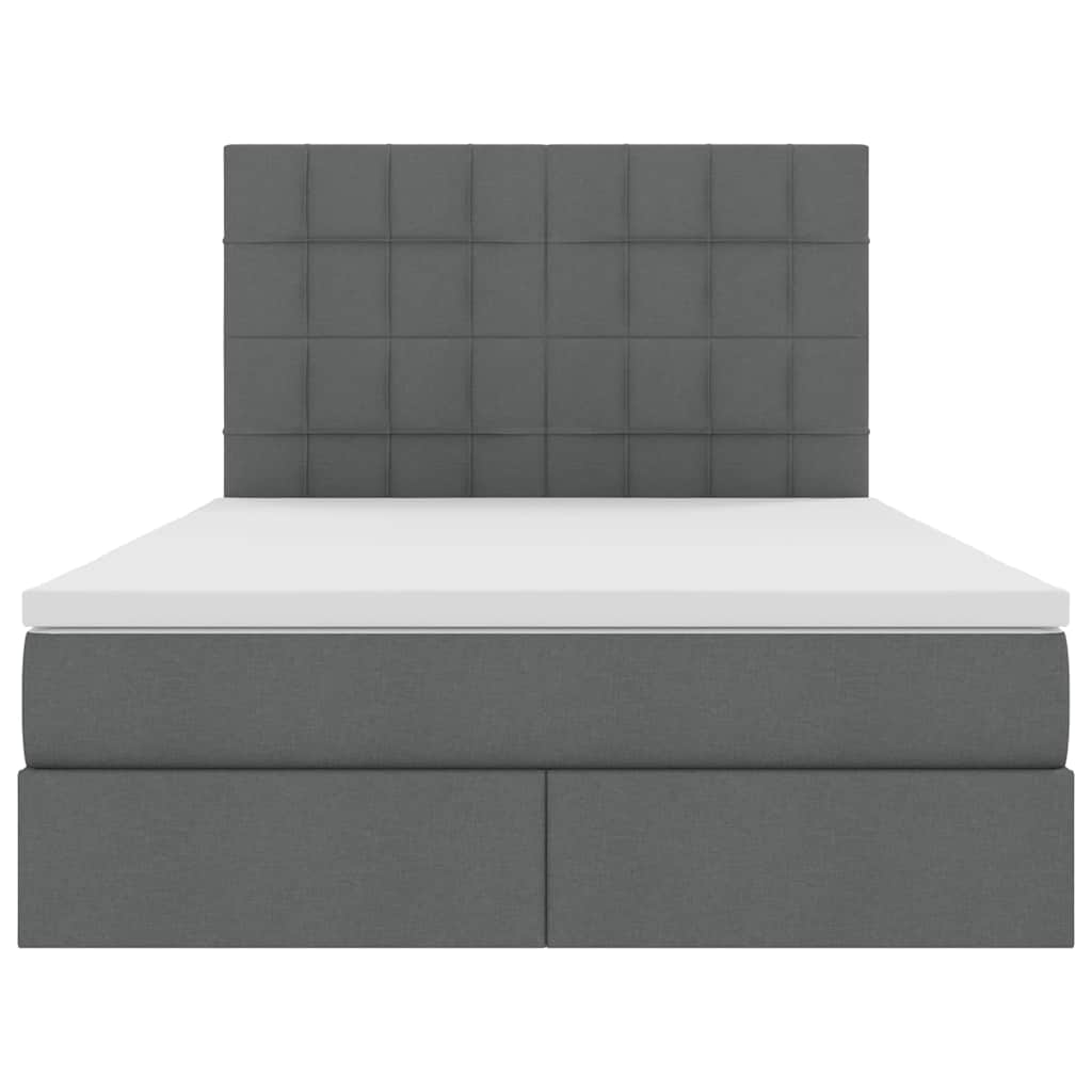 Aufbewahrungsbett mit Matratze Dunkelgrau 140 x 190 cm Stoff