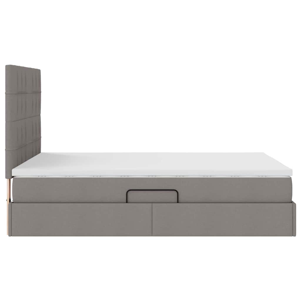 Aufbewahrungsbett mit Matratze Taupe 140 x 200 cm Stoff