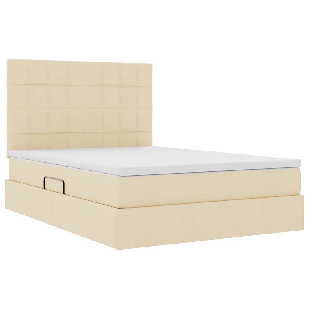 Aufbewahrungsbett mit Matratze Creme 140 x 200 cm Stoff