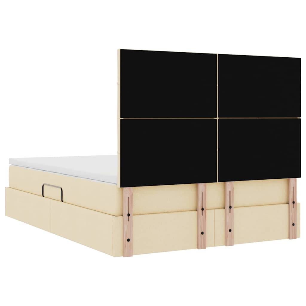 Aufbewahrungsbett mit Matratze Creme 140 x 200 cm Stoff