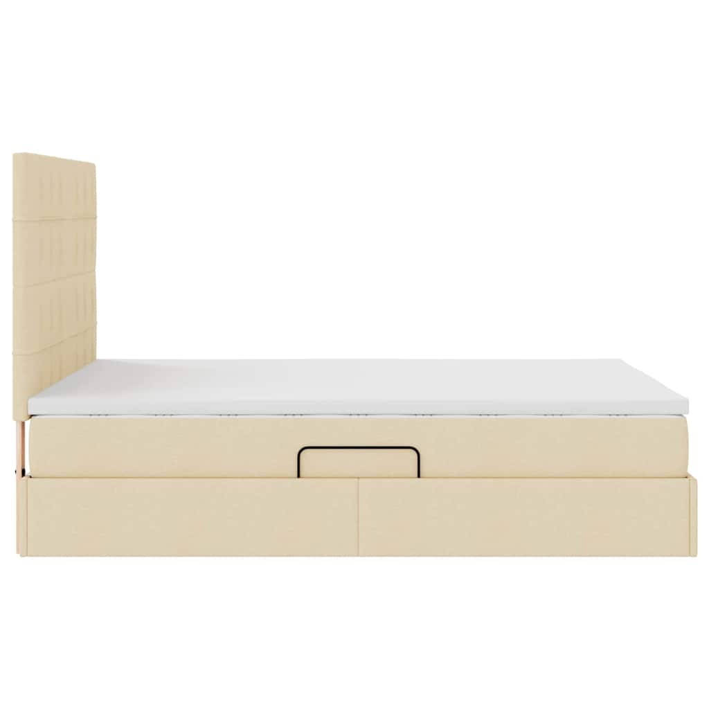 Aufbewahrungsbett mit Matratze Creme 140 x 200 cm Stoff