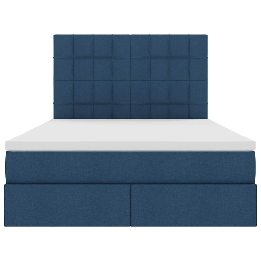 Aufbewahrungsbett mit Matratze Blau 140 x 200 cm Stoff