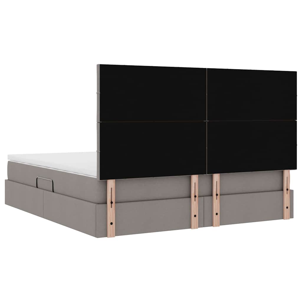 Aufbewahrungsbett mit Matratze Taupe 160 x 200 cm Stoff